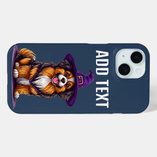 Vrolijke hond met een heks Pet Case-Mate iPhone Case (Achterkant (horizontaal))