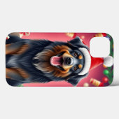 Vrolijke hond met een rode kerstmuts Case-Mate iPhone case (Achterkant (horizontaal))