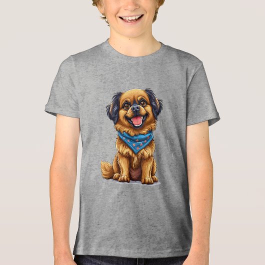Vrolijke hond met pluizige, gouden vacht Tri-Blend shirt (Voorkant)