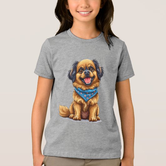 Vrolijke hond met pluizige, gouden vacht Tri-Blend shirt (Voorkant)