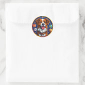 Vrolijke hond Mooie Ruimte Dier Kunst Ronde Sticker (Tas)