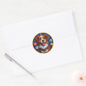 Vrolijke hond Mooie Ruimte Dier Kunst Ronde Sticker (Envelop)