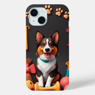 Vrolijke hond, waarschijnlijk een Corgi iPhone 15 Case