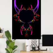 Vrolijke hoorns. De beroemde Mandelbrot set Poster (Thuiskantoor)