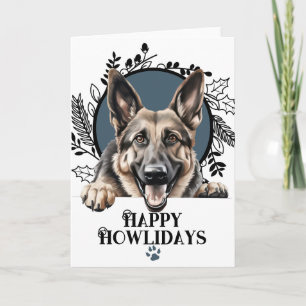 Vrolijke Howlidays Duitse Herdershond Kerstmis Feestdagen Kaart