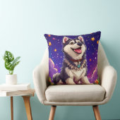 Vrolijke Husky Tegen Sterrenhemel Kussen (Stoel)