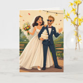 Vrolijke Huwelijksviering Kaart (Gele Bloem)
