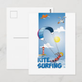 Vrolijke illustratie van een kite surfer briefkaart (Voorkant / Achterkant)