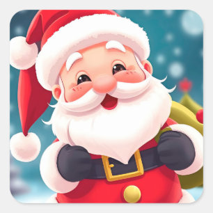 Vrolijke illustratie van Kerstman viert Vierkante Sticker