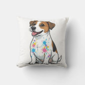 Vrolijke Jack Russell Spat Fun Kussen (Voorkant)