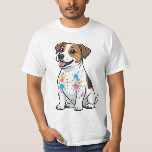 Vrolijke Jack Russell Spat Fun T-shirt (Voorkant)