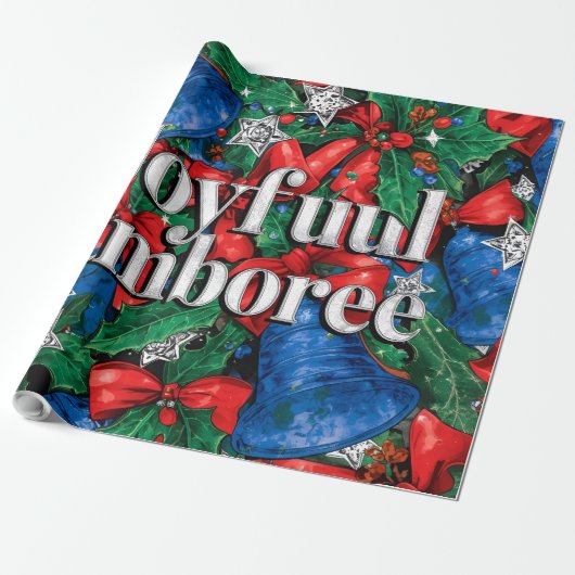 Vrolijke Jamboree Maximalist Holiday Cadeaupapier (Uitgerold)