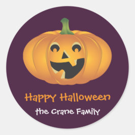 Vrolijke jolly pompoen custom Halloween cadeau lab Ronde Sticker