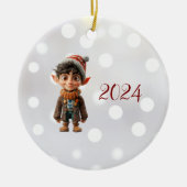 Vrolijke Jongen Kerst Elf Keramisch Ornament (Voorkant)