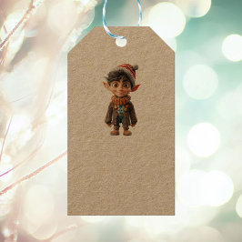 Vrolijke Jongen Kerst Elf Kraft Gift Labels Cadeaulabel