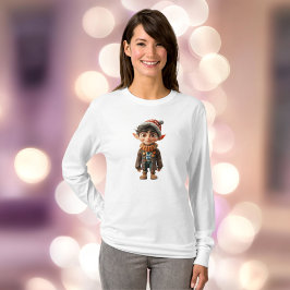 Vrolijke Jongen Kerst Elf Vrouwen T-shirt