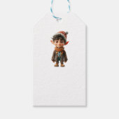 Vrolijke Jongen Kerst Elf Witte Gift Labels Cadeaulabel (Voorkant)