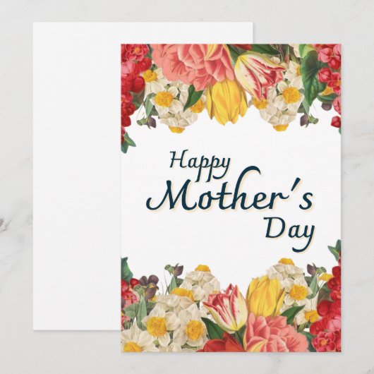 Vrolijke Kaart op moederdag - Botanische wilde blo (Voorkant / Achterkant)