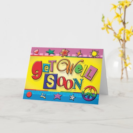 Vrolijke Kaarten - word goed spoedig 01 (Gele Bloem)