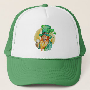 Vrolijke Kabouter Drinkt Bier Shamrock Brouwerij P Trucker Pet