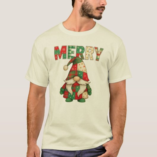 Vrolijke Kabouter Kerstvreugde T-shirt (Voorkant)