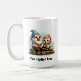 Vrolijke kabouters genieten van een koffiepauze koffiemok