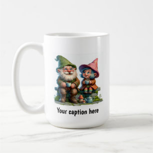 Vrolijke kabouters genieten van een koffiepauze koffiemok