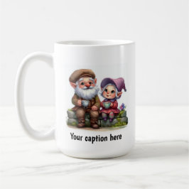 Vrolijke kabouters genieten van een koffiepauze koffiemok