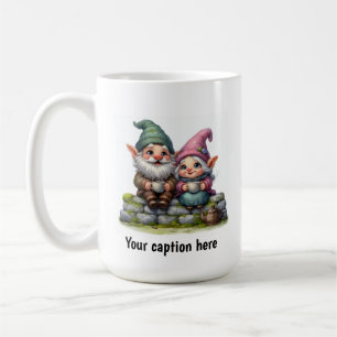 Vrolijke kabouters genieten van een koffiepauze koffiemok