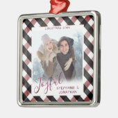 Vrolijke kalligrafie Buffalo Gecontroleerde foto K Metalen Ornament (Links)