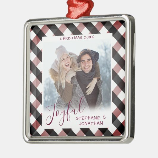 Vrolijke kalligrafie Buffalo Gecontroleerde foto K Metalen Ornament (Links)