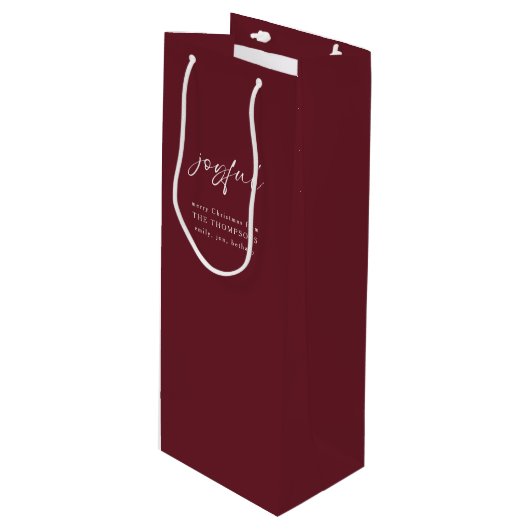 Vrolijke kalligrafie Vrolijke kerstnaam Bourgondië Wijn Cadeautas (Voorkant Gekanteld)