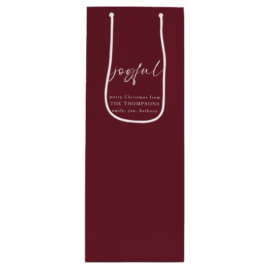 Vrolijke kalligrafie Vrolijke kerstnaam Bourgondië Wijn Cadeautas (Voorkant)