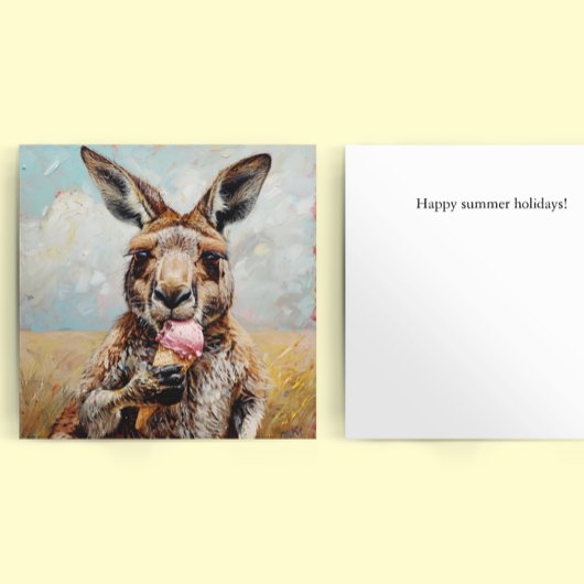 Vrolijke Kangoeroe die Ijs Eet Aanpasbaar Kaart