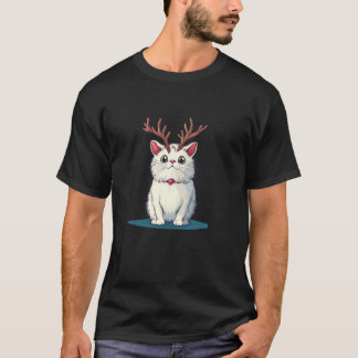 Vrolijke kat met gewei voor een feestelijke touch t-shirt