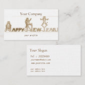 vrolijke  katten - gelukkig nieuwjaar visitekaartje (Voorkant / Achterkant)