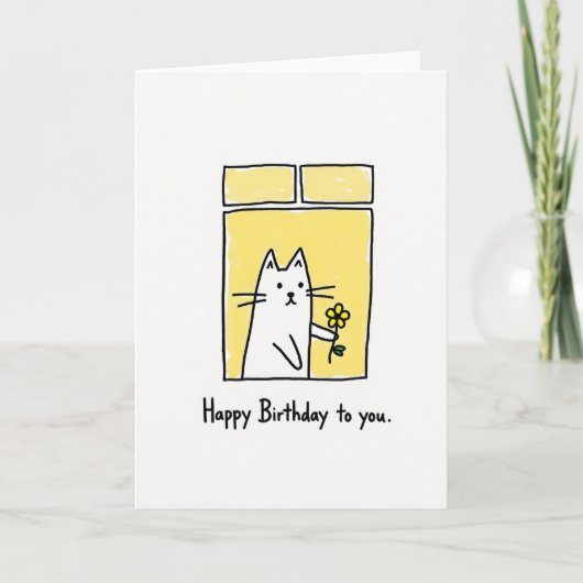 Vrolijke Kattenraamkaart Kaart (Voorkant)