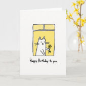 Vrolijke Kattenraamkaart Kaart (Gele Bloem)