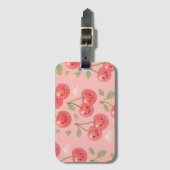 Vrolijke Kawaii Cherry Patroon Illustratie Bagagelabel (Voorkant (verticaal))