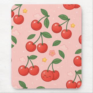 Vrolijke Kawaii Cherry Patroon Illustratie Muismat