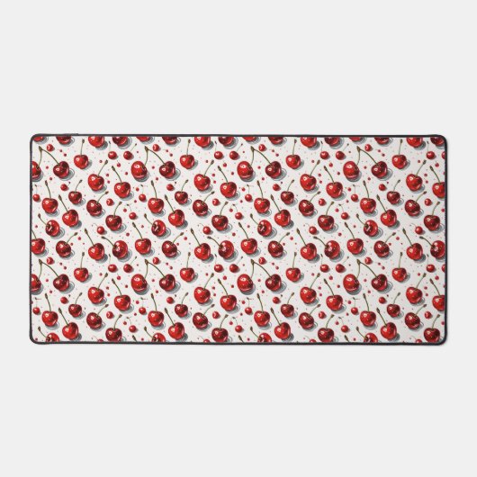 Vrolijke kersen Rode witte fruit patroon keuken Bureaumat (Voorkant)