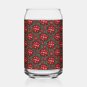 Vrolijke Kersenbloem Kerstontwerp – Feestelijk Blikvorm Glas