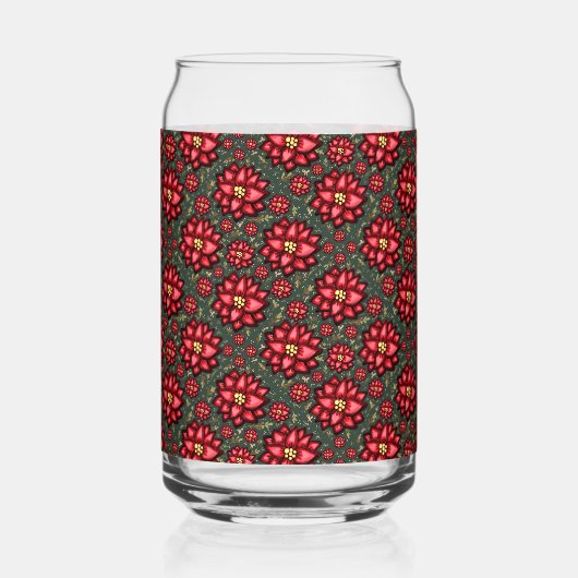 Vrolijke Kersenbloem Kerstontwerp – Feestelijk Blikvorm Glas (Voorkant)