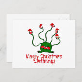 Vrolijke kerst aardbewoners feestdagenkaart (Voorkant / Achterkant)