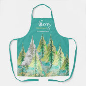 Vrolijke kerst Abstracte winter Waterverf Schort (Voorkant)