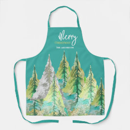 Vrolijke kerst Abstracte winter Waterverf Schort