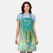 Vrolijke kerst Abstracte winter Waterverf Schort (Gedragen)