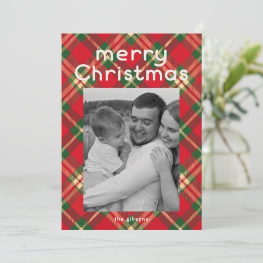 Vrolijke kerst afgespeeld foto feestdagenkaart (Staand voorkant)