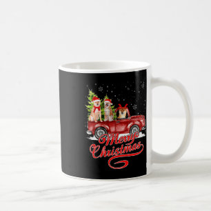 Vrolijke kerst Akita Dog Santa Reindeer Red Truck Koffiemok