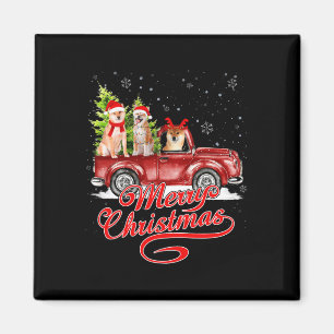Vrolijke kerst Akita Dog Santa Reindeer Red Truck Magneet